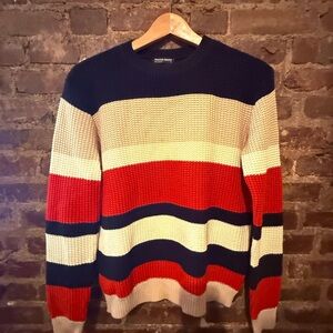 American Apparel Classic Men's Striped Sweater - Red, Navy, and Cream